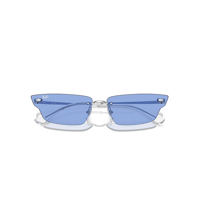 Ray-Ban Anh Bio-based Limited Sunglasses Silver Frame Blue Lenses 63-15