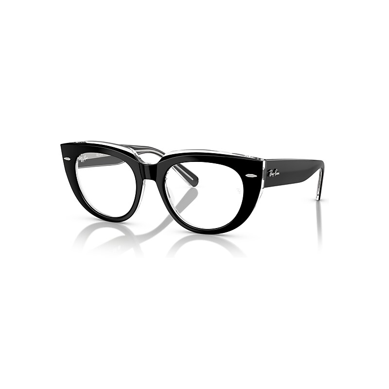 Ray-Ban Women's Black On Transparent Square Acetate Eyeglasses Online - Full Rim - Rb5586 - Image 3
