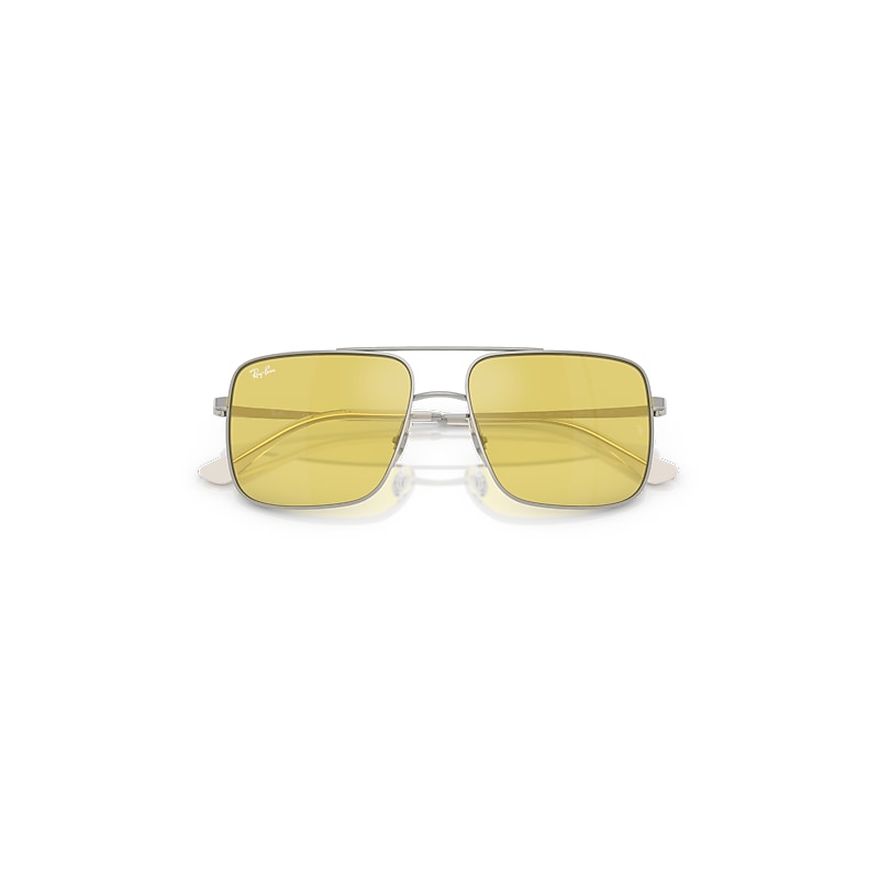 Ray-Ban Ari Bio-based Sunglasses Silver Frame Yellow Lenses 54-16