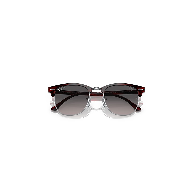 Ray-Ban Rb3016 Clubmaster Disney Minnie Mouse Sunglasses Red Striped Havana Frame Grey Lenses Polarized 51-21
