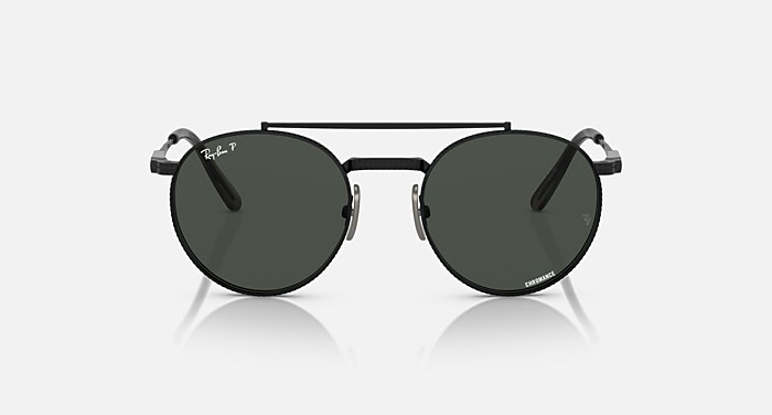 Ray-Ban ラウンド型 サングラス ブラック ROUND II TITANIUM ポラライズド（偏光） サングラス ブラック と