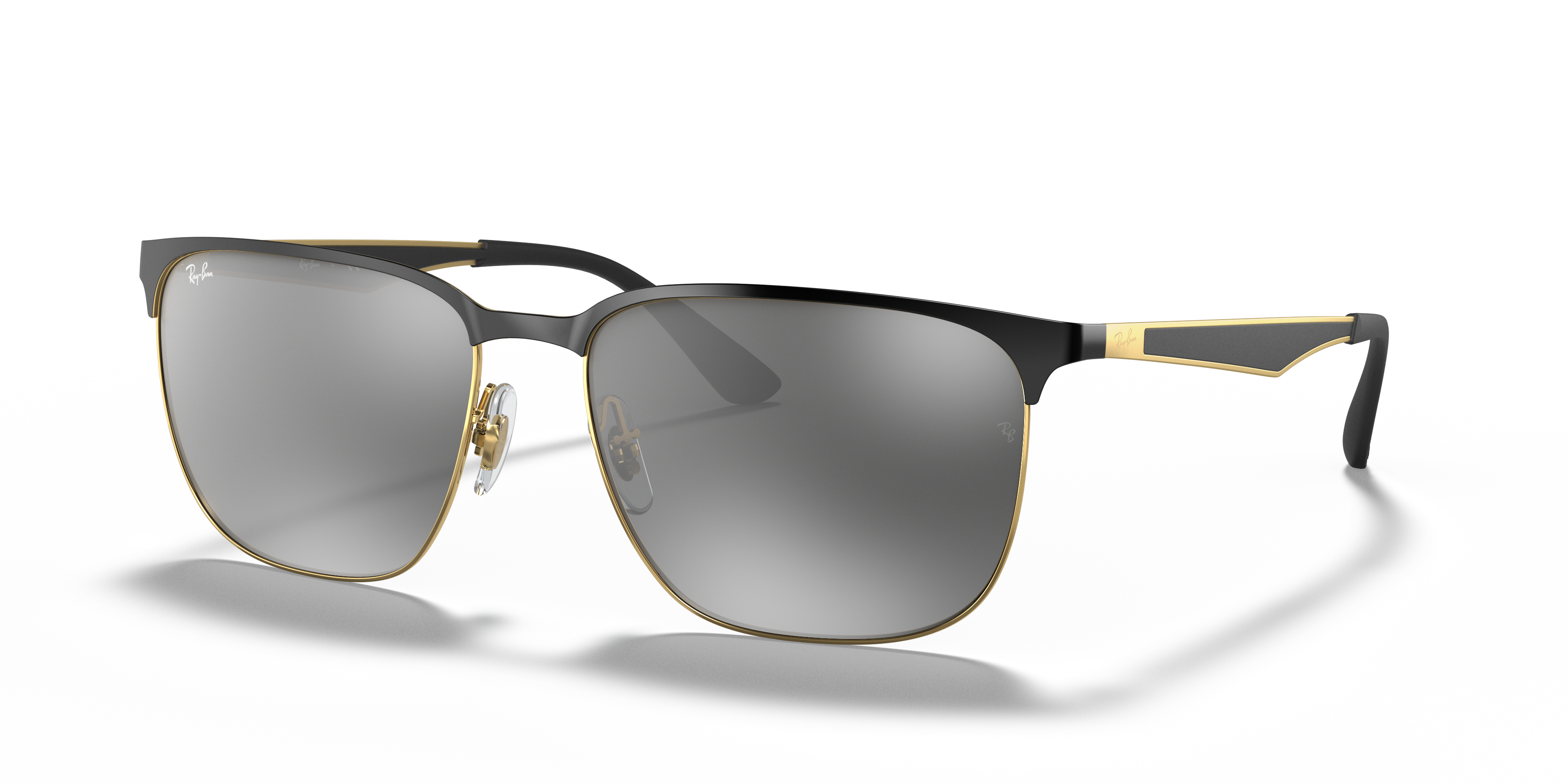 RB3569 Sunglasses in Black On Gold and Grey Gradient Mirror
