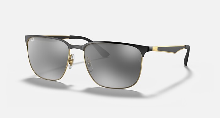 RB3569 Sunglasses in Black On Gold and Grey Gradient Mirror