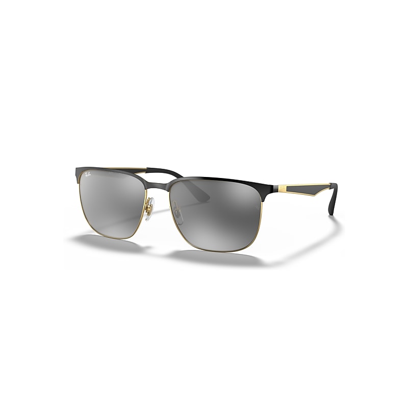 Ray-Ban RB3569, Black On Gold Sunglasses Grey Gradient Mirror lenses, Mojo Glasses - Image 4