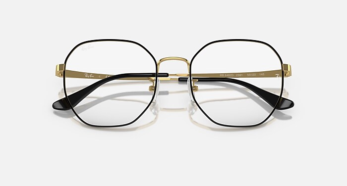 RB6482 OPTICS Eyeglasses with Black On Gold and Clear (55-20
