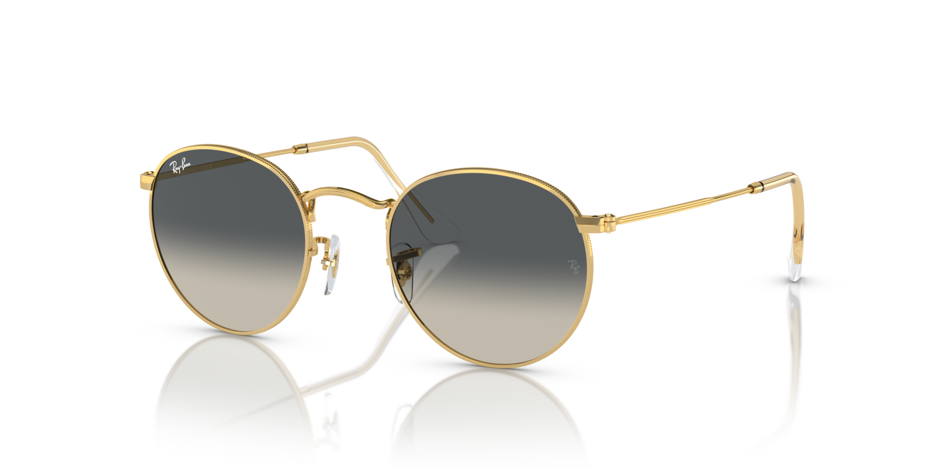 美品 Ray-Ban レイバン ラウンドフレックス ブラウン ゴールド メタル 