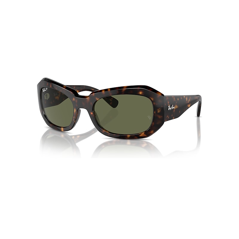 Ray-Ban Sunglasses Beate - Havana Frame Green Lenses Polarized 56-20, RB2212 - Image 1
