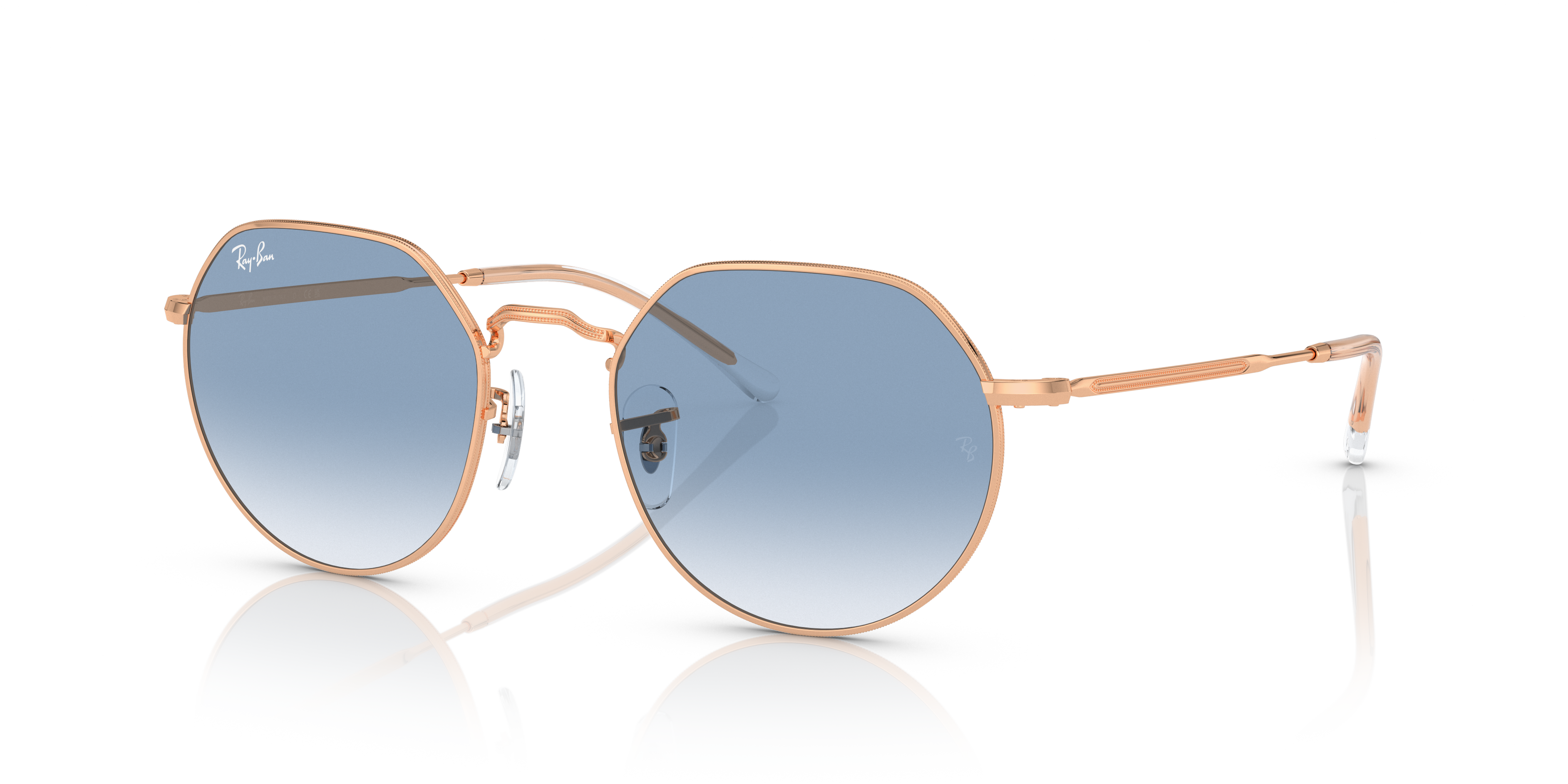 Ray-Ban Sunglasses Jack - Rose Gold Frame Blue Lenses 55-20