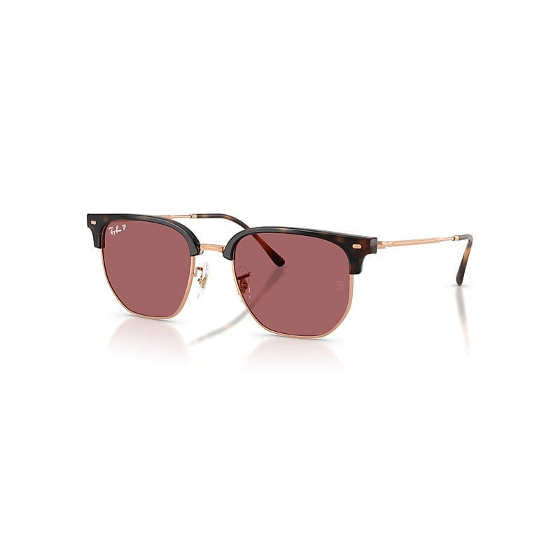 Ray-Ban New Clubmaster Online Only Limited Sunglasses Rose Gold Frame Violet Lenses Polarized 51-20