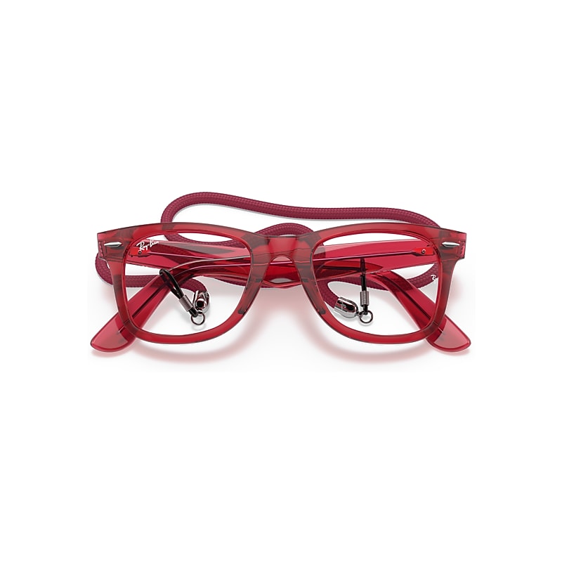 Ray-Ban Original Wayfarer Colorblock Transitions® Sunglasses Transparent Red Frame White Lenses 50-22