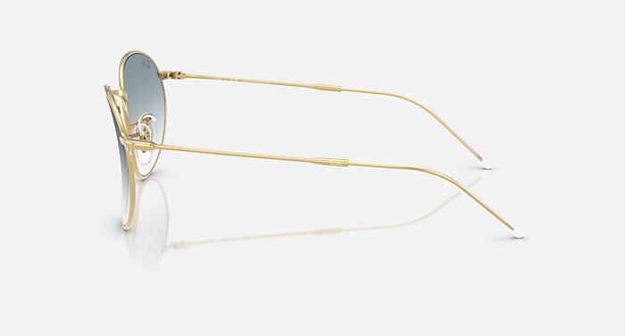 ROUND REVERSE Sunglasses in Arista Gold and Clear Gradient Blue