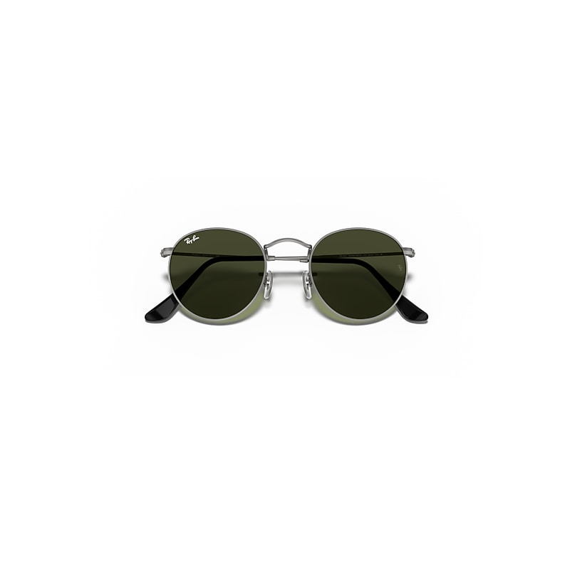 Ray-Ban Round Metal Sunglasses Gunmetal Frame Green Lenses 53-21