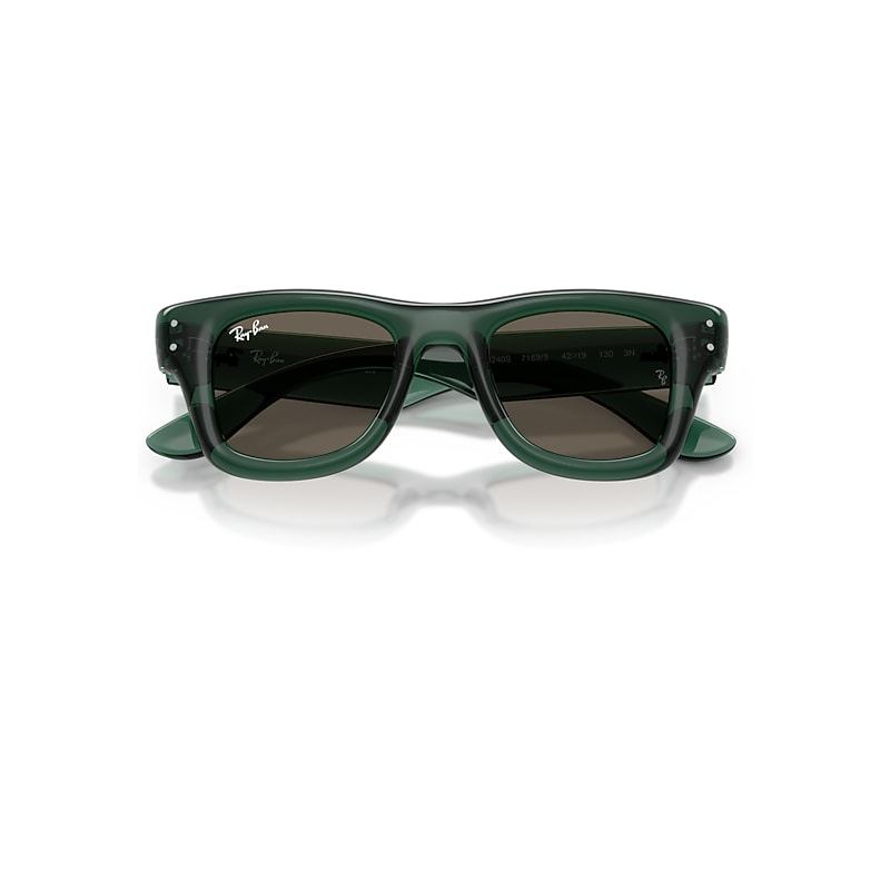 Ray-Ban Puffer Kids Bio-based Sunglasses Transaprent Green Frame Brown Lenses 42-19