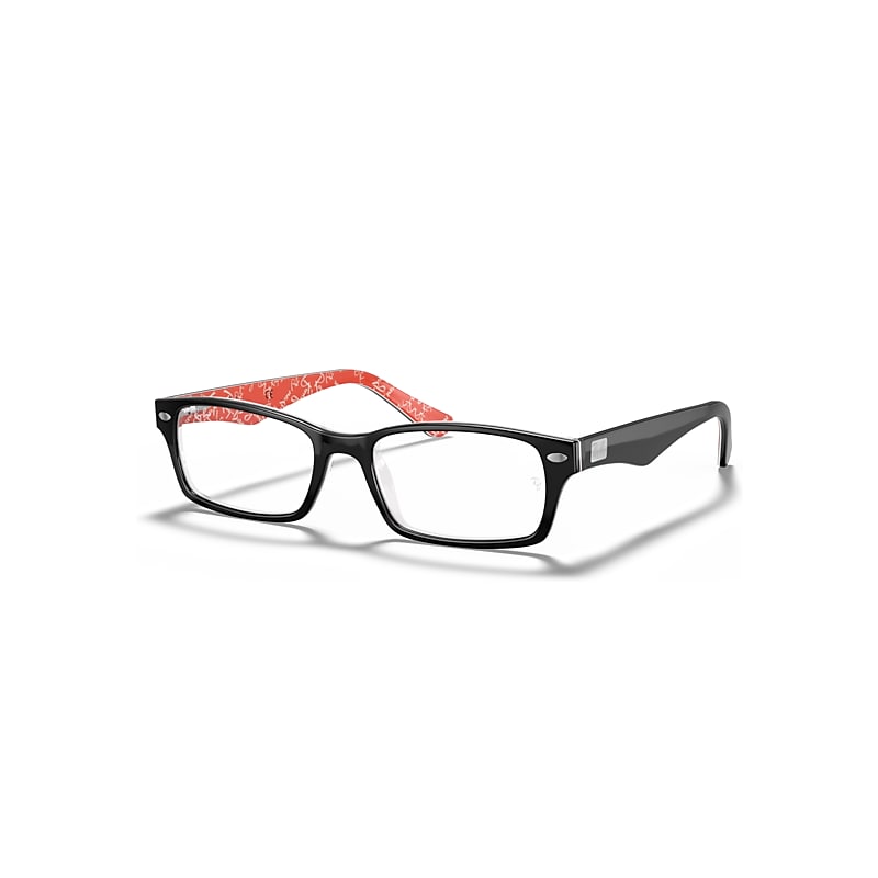 Ray-Ban Rb5206 Optics Negro Sobre Rojo Montura Transparente Lentes 52-18
