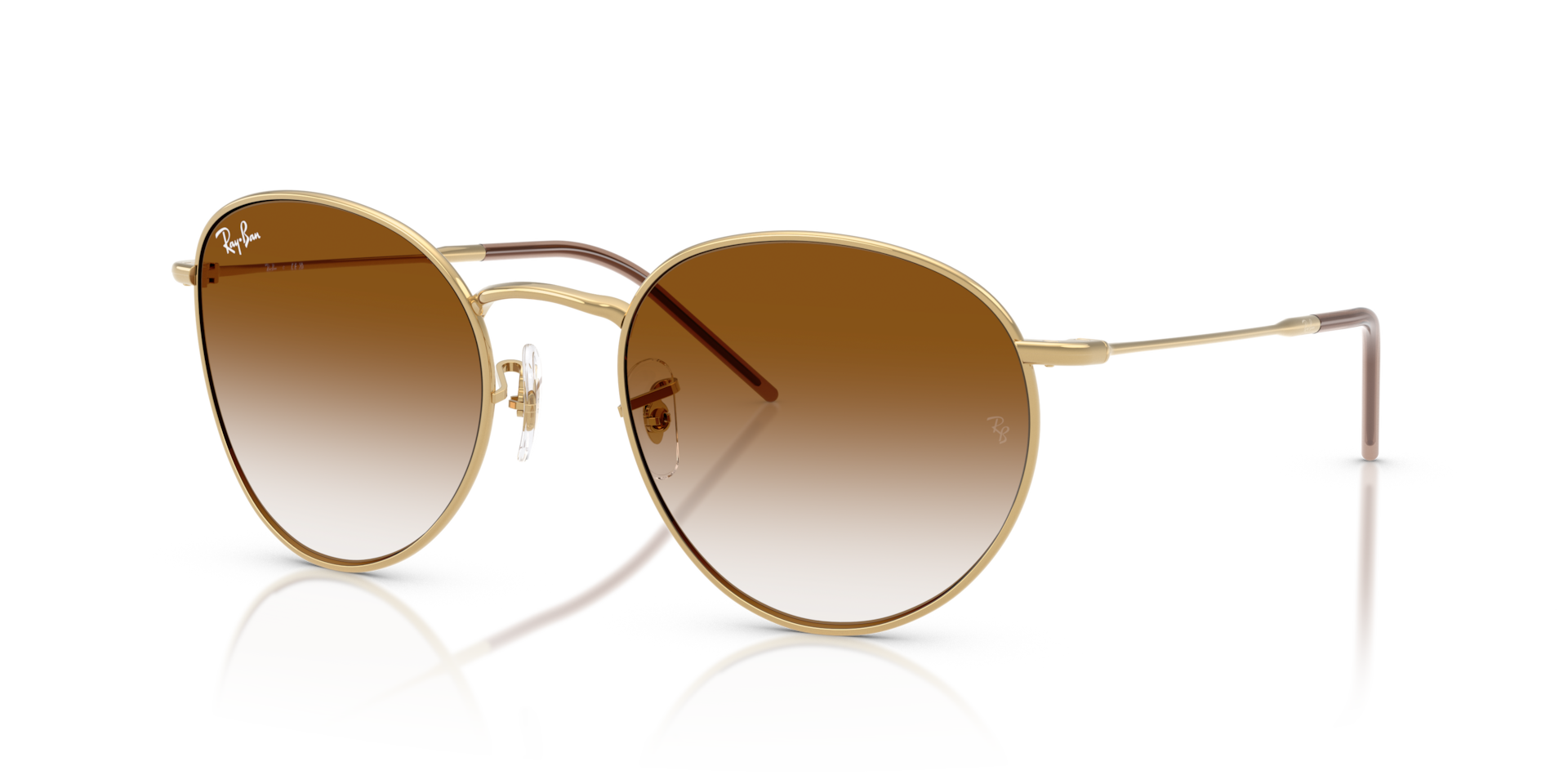 Ray-Ban Round Reverse Lunettes De Soleil - Monture Dor Arista Verres Brun 55-21 155 €