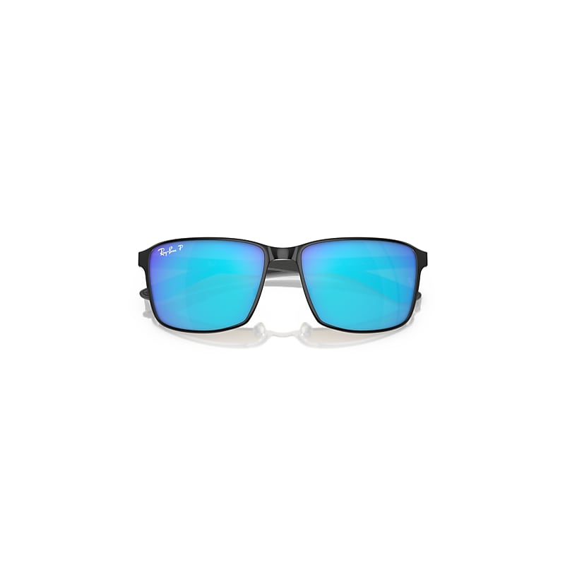 RB3721 POLARIZED+ LENSES Sunglasses in Black On Silver and Blue