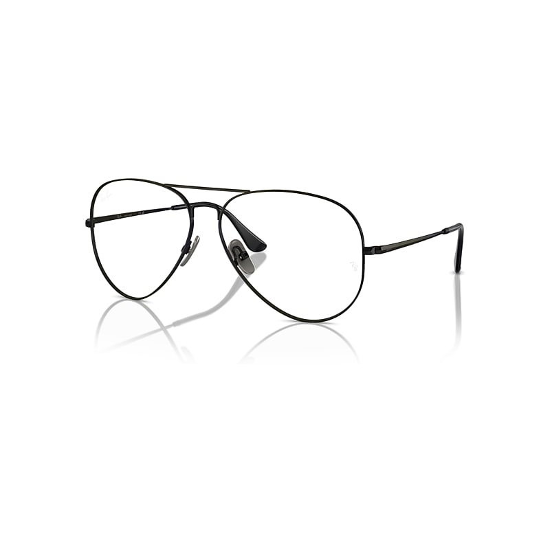 Ray-Ban Eyeglasses  Aviator Titanium Optics - Black Frame Clear Lenses Polarized 58-14, RB8789