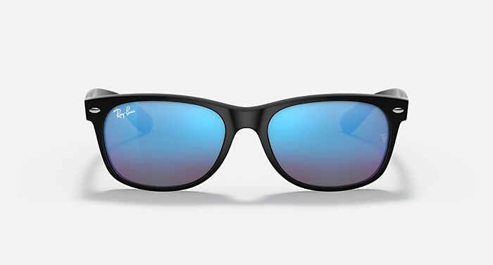 NEW WAYFARER FLASH Sunglasses in Rubber Black and Blue Flash (52