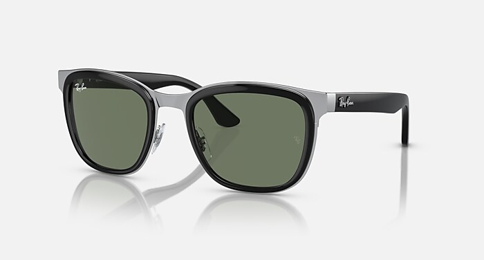 CLYDE TRANSITIONS® Sunglasses in Black On Silver and Clear/Green