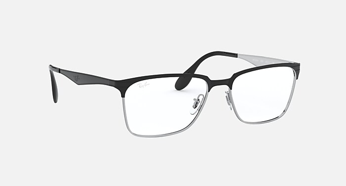 RB6344 OPTICS Polarized Eyeglasses with Black On Silver and Clear