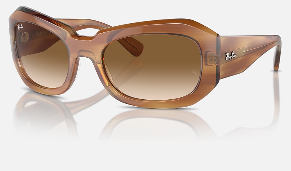 BEATE Sunglasses in Striped Brown and Clear & Brown (56-20