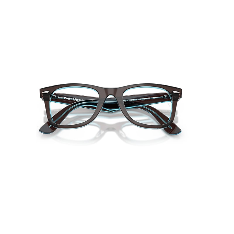 Ray-Ban Wayfarer Ease Optics Optical Brown On Transparent Blue Frame Clear Lenses Polarized 50-22