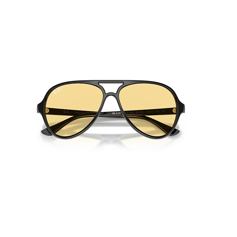 Ray-Ban Cats 5000 Classic Summer Capsule Sunglasses Black Frame Yellow Lenses 59-13