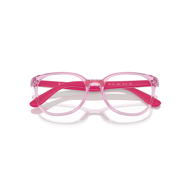 Ray-Ban Rb1631 Optics Kids Bio-based Optical Grey On Fuchsia Frame Clear Lenses 47-16