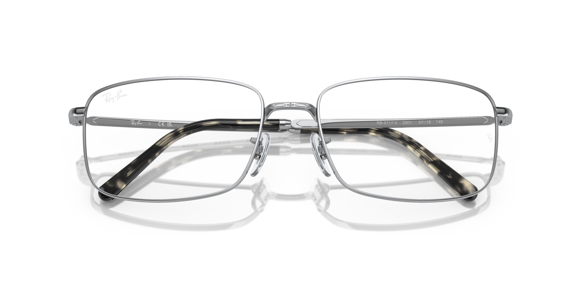 Ray-Ban Rb3717 Optics Eyeglasses Silver Frame Clear Lenses Polarized 57-18 111$