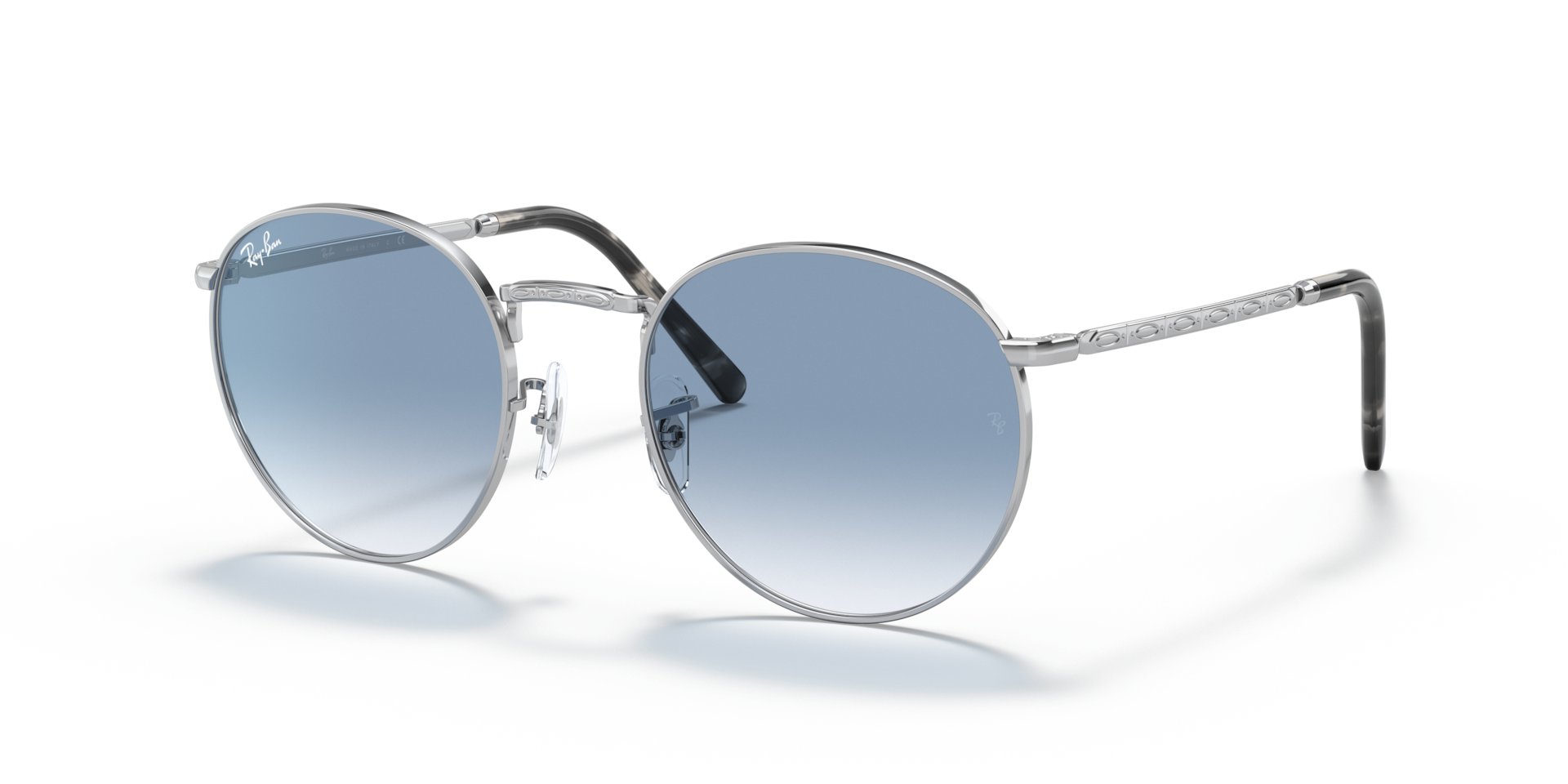 NEW ROUND Sunglasses in Silver and Clear Gradient Blue - RB3637
