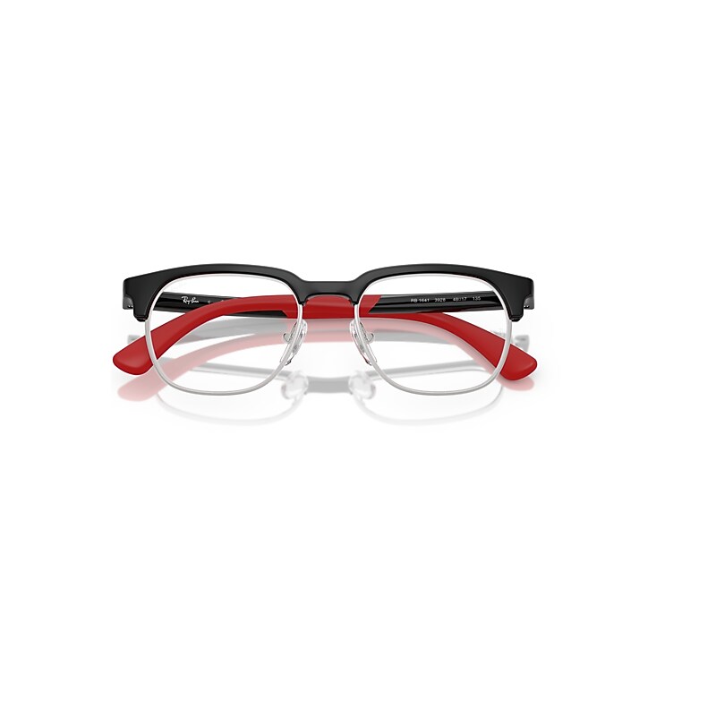 Ray-Ban Rb1641 Optics Kids Bio-based Optical Black On Rubber Red Frame Clear Lenses Polarized 46-17