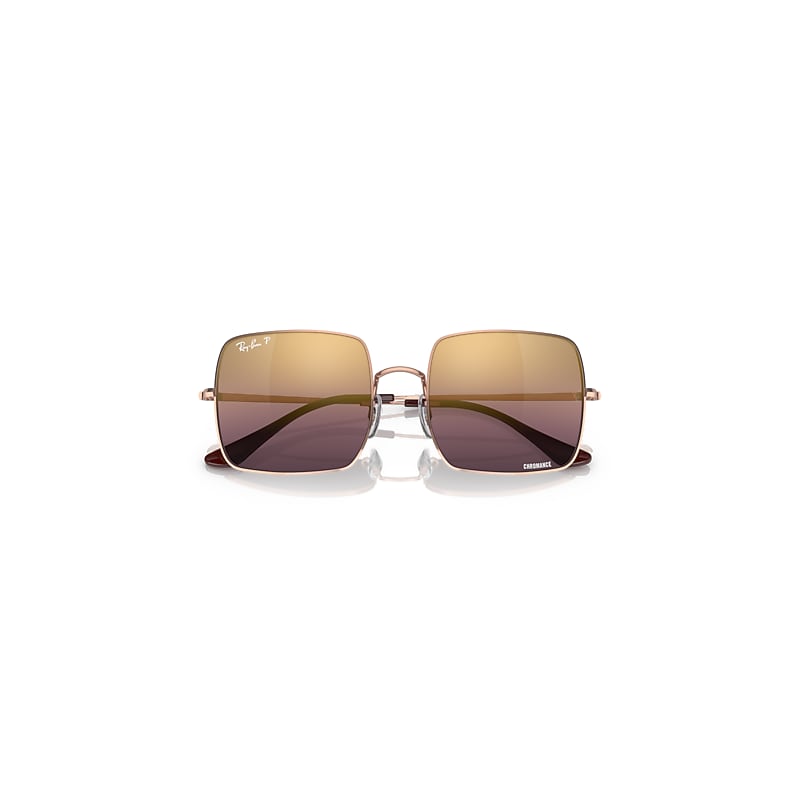 Ray-Ban Square 1971 Polarized+ Lenses Sunglasses Rose Gold Frame Red Lenses Polarized 54-19
