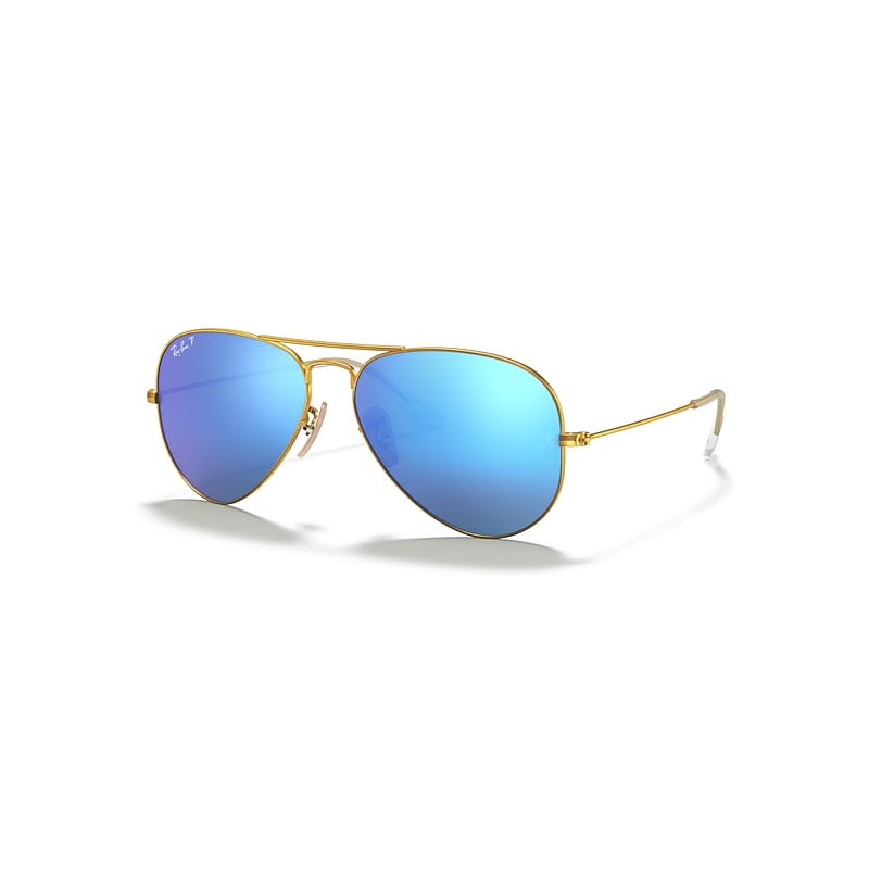 Ray - Ban Unisex Blue Ray - Ban Rb3025 Aviator 112/4L Sunglasses Metal Gold Pilot Polarized - Image 4