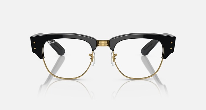 MEGA CLUBMASTER OPTICS Eyeglasses with Black On Gold and Clear (50