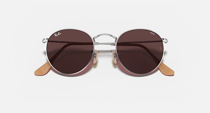 ROUND METAL Sunglasses in Silver and Photochromic Pink (50-21