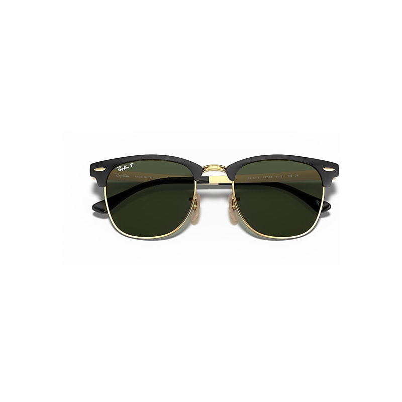 CLUBMASTER METAL Polarized Sunglasses in Black On Gold and G-15