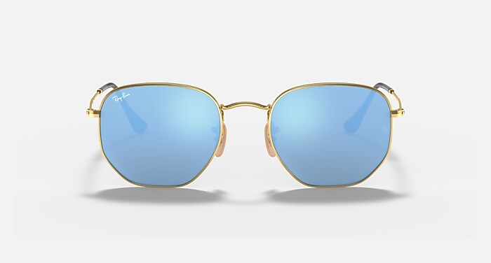HEXAGONAL FLAT LENSES Sunglasses in Arista Gold and Light Blue