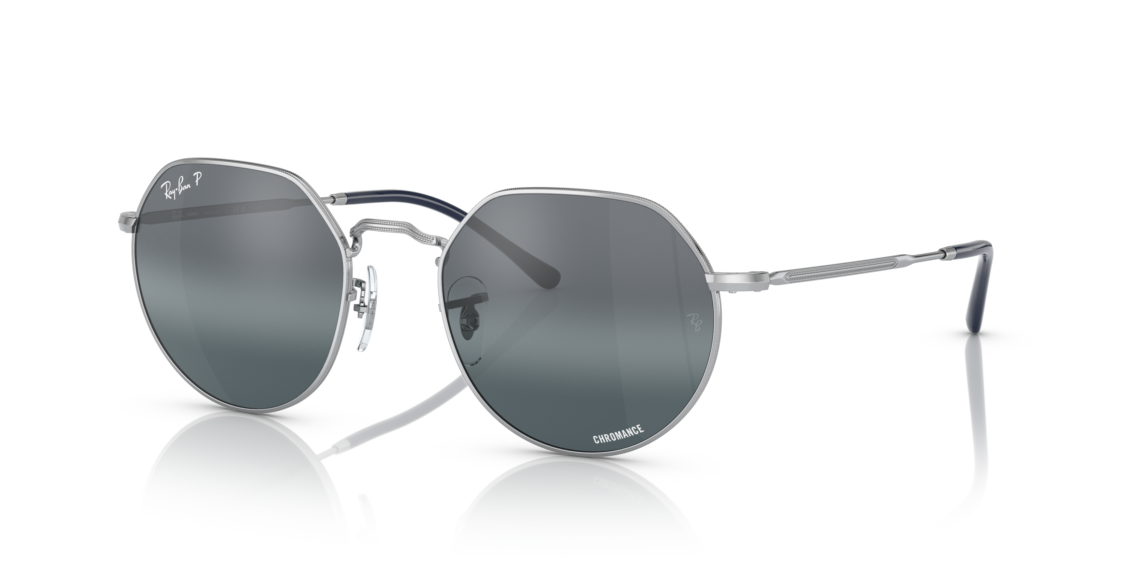JACK POLARIZED+ LENSES Sunglasses in Silver and Dark Blue