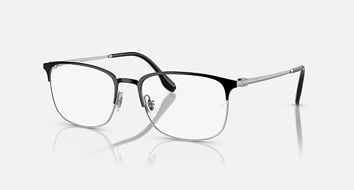 RB6494 OPTICS メガネ シルバー上にブラック と クリア (54-18