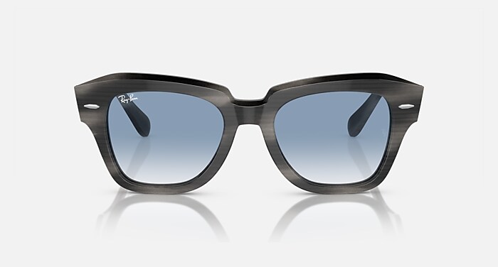STATE STREET Sunglasses in Striped Grey and Clear & Blue - RB2186