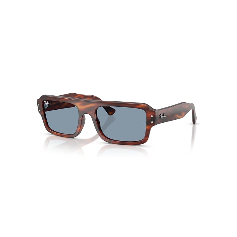 Ray-Ban Flacko RB4454, Striped Havana Sunglasses Blue lenses, Mojo Glasses - Image 5