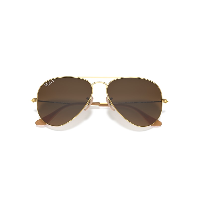 Ray-Ban RB3025 Aviator Large Metal Polarized 112/M2 Men's Sunglasses Gold Size 55