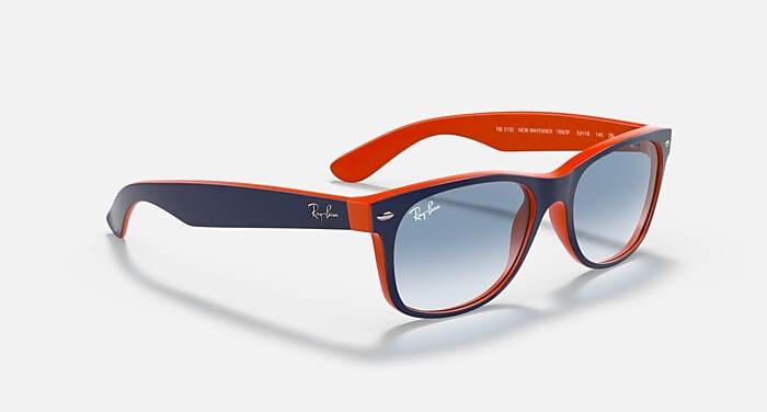 RAY BAN | NEW WAYFARER COLOR MIX IN POLISHED BLUE ON ORANGE SUNGLASSES Ray-Ban 2132 New Wayfarer Color Mix - Flight Sunglasses main image 2