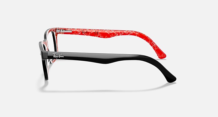 RB5228 OPTICS メガネ レッド上にブラック と クリア (50-17) - RB5228