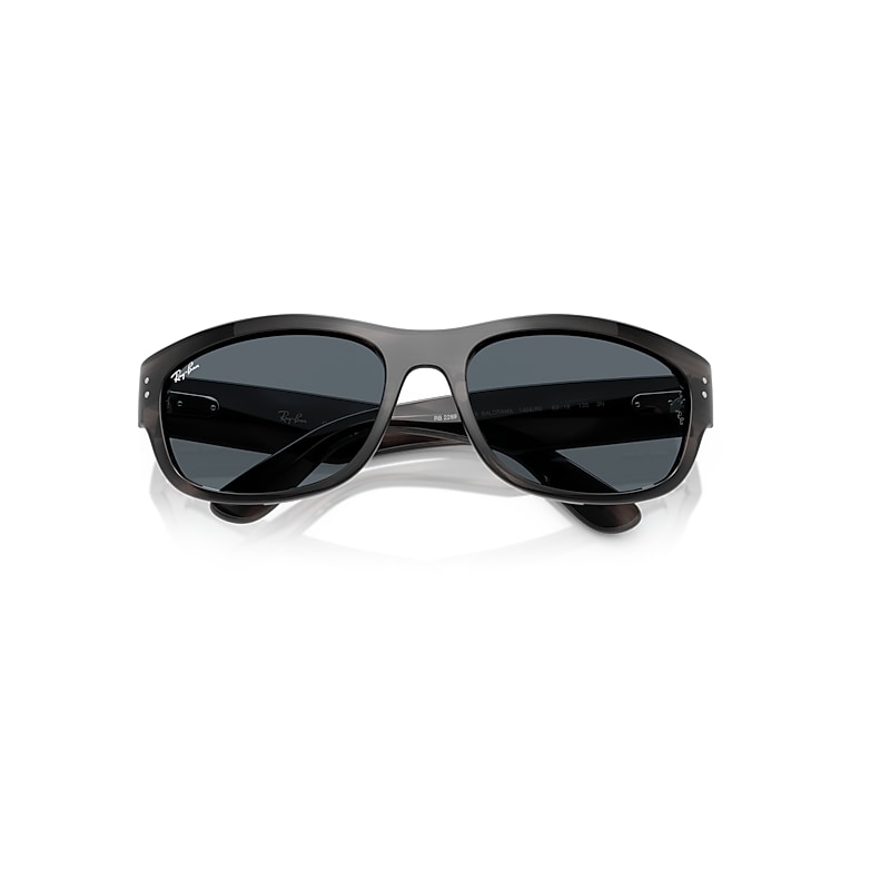 Ray-Ban Mega Balorama Sunglasses Striped Gray Frame Blue Lenses 60-19