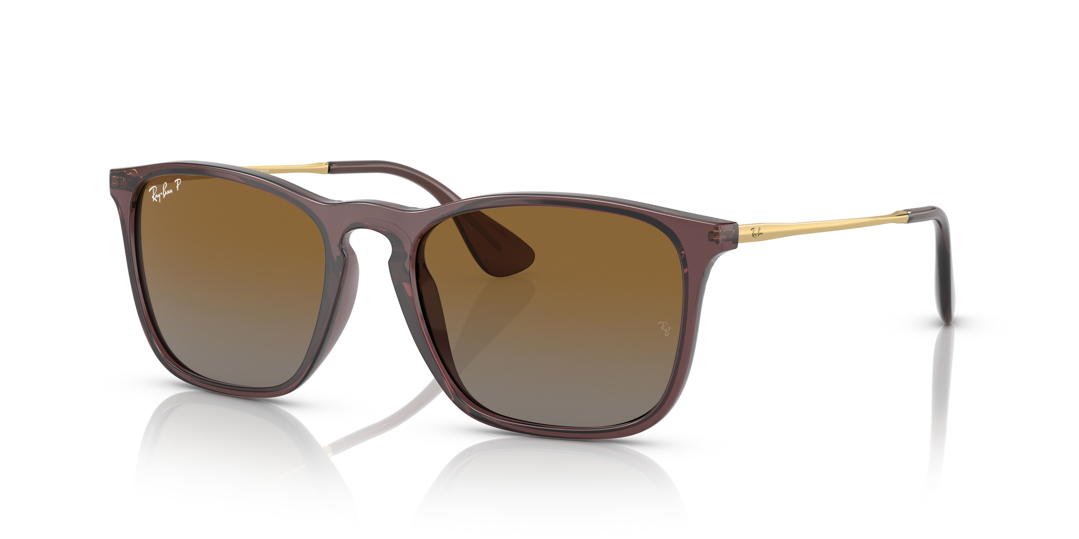 CHRIS Sunglasses in Transparent Brown and Brown Polarized - RB4187
