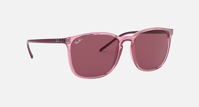 RB4387F Sunglasses in Transparent Pink and Dark Violet Classic (55