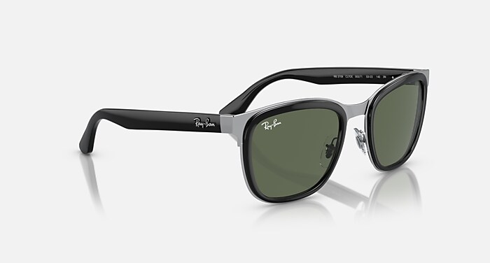 CLYDE Sunglasses in Black On Silver and Dark Green - RB3709 | Ray