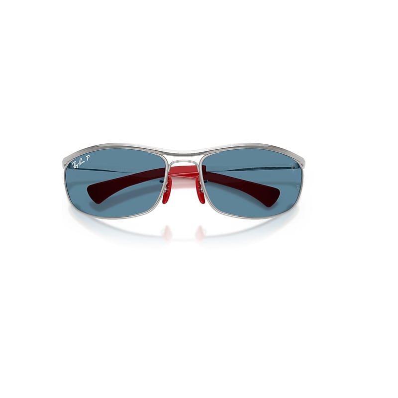 Ray-Ban Rb3819m Scuderia Ferrari Collection Polarized+ Lenses Sunglasses Silver Frame Blue Lenses Polarized 62-18
