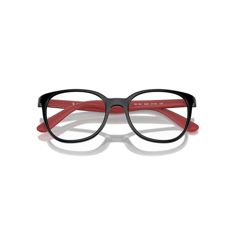 Ray-Ban Rb1631 Optics Kids Bio-based Optical Black On Red Frame Clear Lenses 45-16